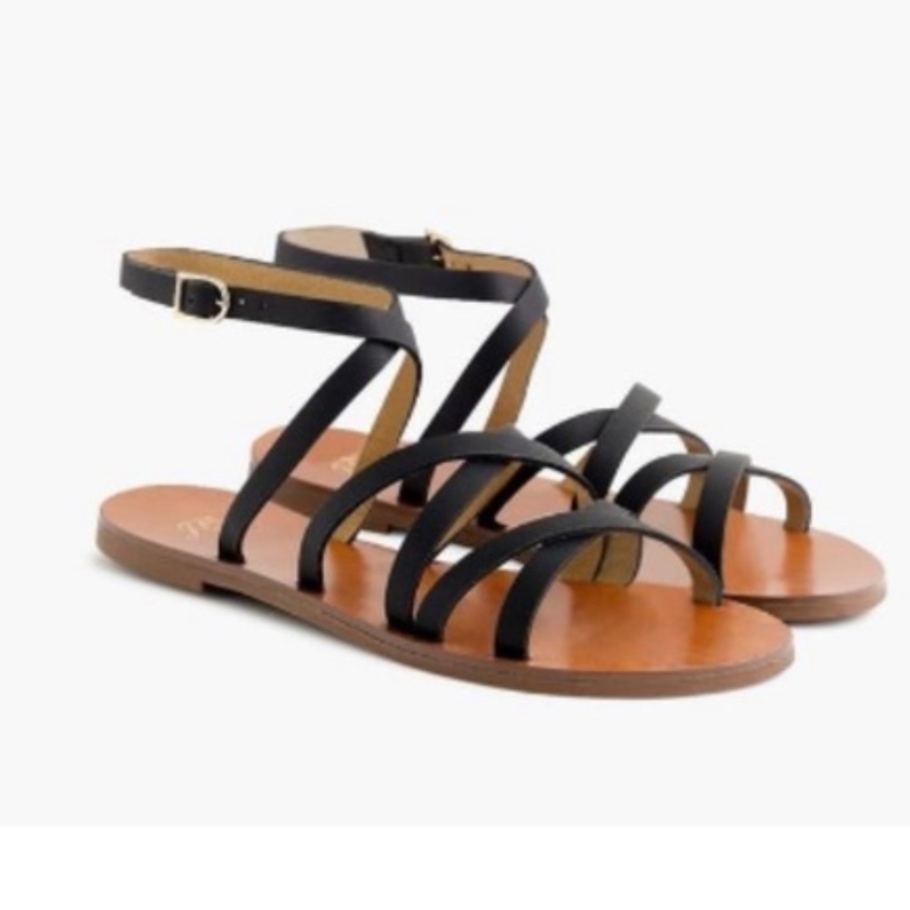 J. Crew Black leather Clara sandals. Made in Italy . Size 7.5